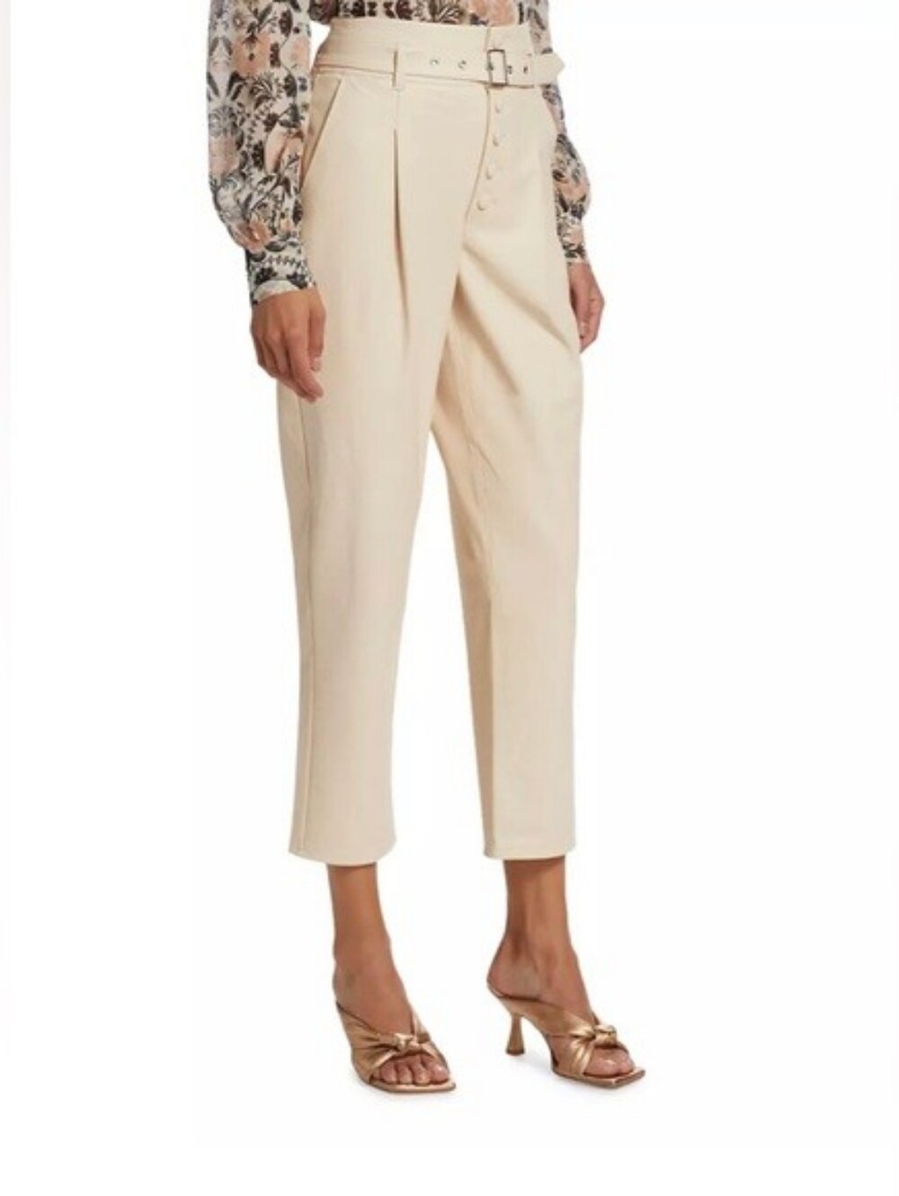 Paige Maria High-Waist Pleated Crop Trousers